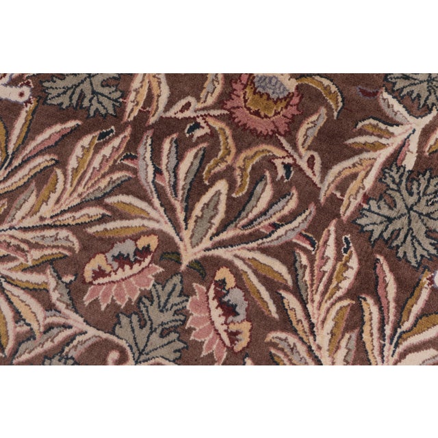 Textile Boho Chic 1990's Floral Pak-Persian Brown/Beige Wool Round Rug - 6'2'' X 6'6'' For Sale - Image 7 of 9