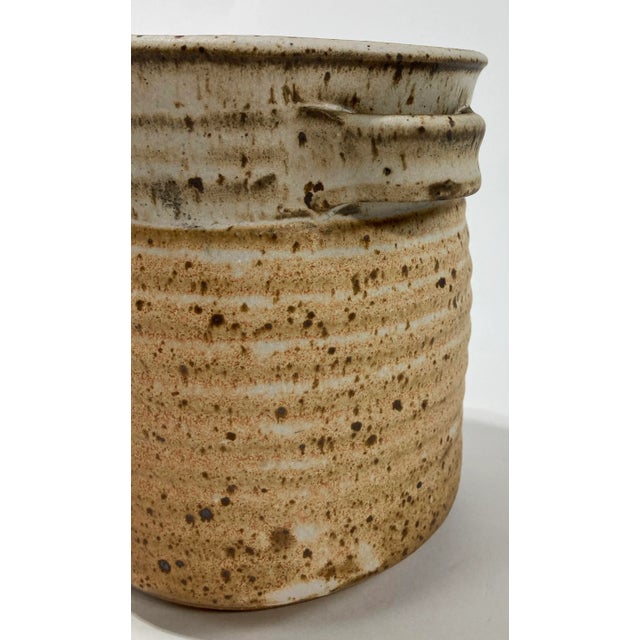 Brown Vintage Two Tone Studio Pottery Vessel For Sale - Image 8 of 9