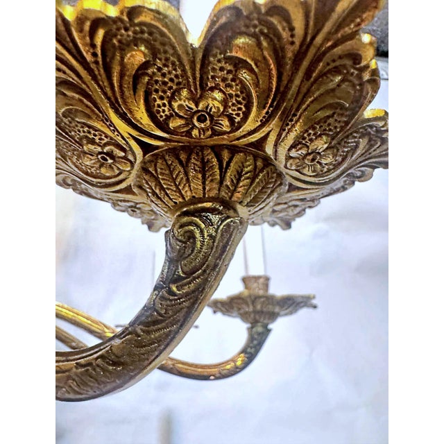 1960s 1930's Decorative Black and Bronze Chandelier For Sale - Image 5 of 11
