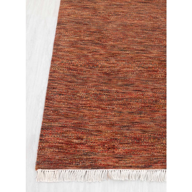 4' x 16' Savannah Hand Knotted Modern Red Rust Wool & Silk Rug For Sale - Image 18 of 18