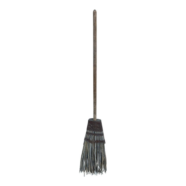 Early 19th Century Rustic Handmade Twig Broom With Exceptional Patina For Sale