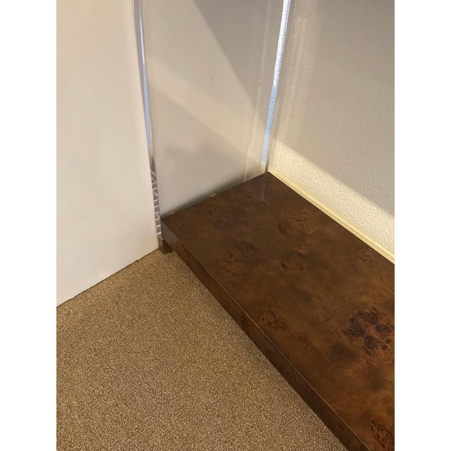 Revelation Modern Burl Wood and Acrylic Apparition Console Table For Sale In Atlanta - Image 6 of 7