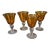 Vintage Set of Four Amber Hand Blown Art Glass Controlled Bubble Goblets For Sale