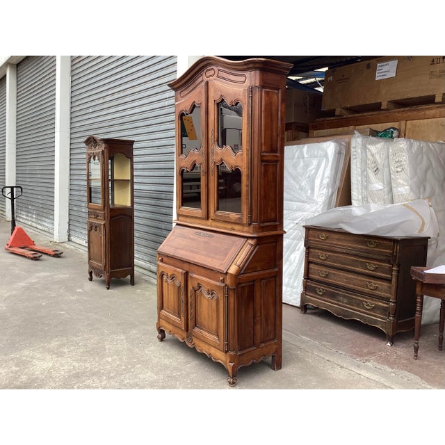Farmhouse French Cherry Bookcase/Secretary For Sale - Image 3 of 11