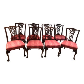 Early 20th Century Vintage George II Style Mahogany Dining Chairs - Set of 10 For Sale