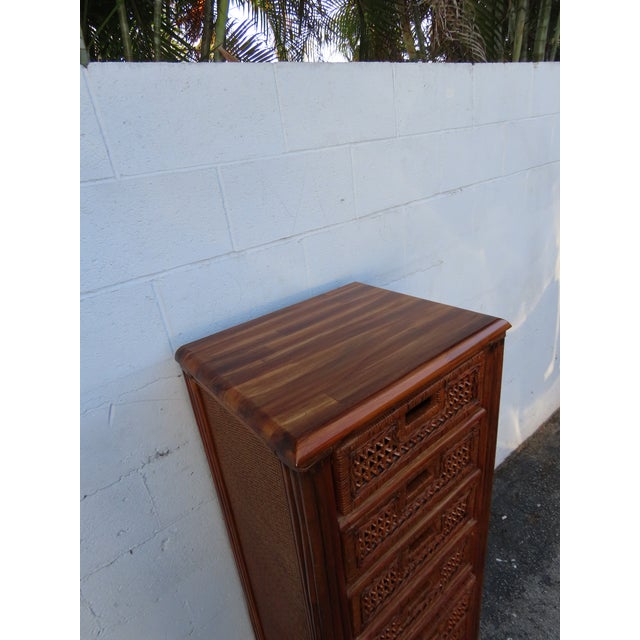 Hollywood Regency Woven Wicker Tall Narrow Lingerie Jewelry Chest 6302 For Sale - Image 4 of 14