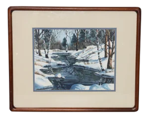 Diane Phalen "Pennsylvania Winter Landscape" Original Watercolor C.1987