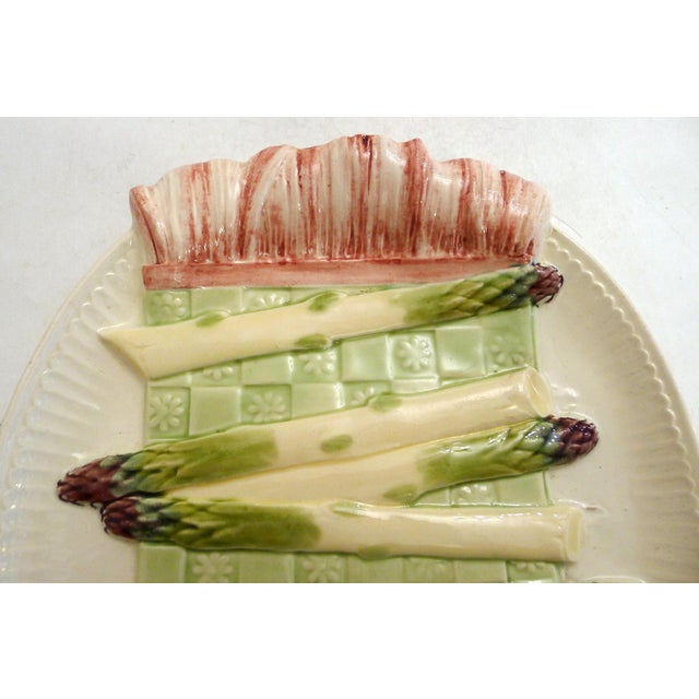1950s Mid-Century Modern Asparagus Serving Dish in French Barbotine Earthenware from Keller & Guérin, 1940s For Sale - Image 5 of 12