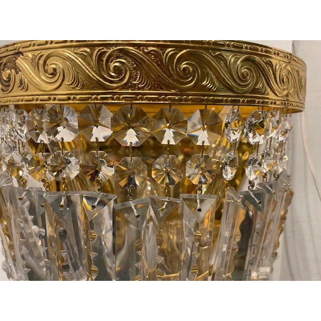 Large Brass Crystal Sconces, 1980s, Set of 2 For Sale - Image 3 of 13