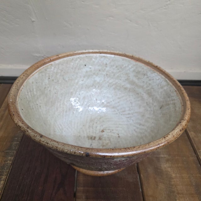 Vintage Studio Pottery Bowl, Signed Large Stoneware, Organic Modern Centerpiece For Sale - Image 10 of 15