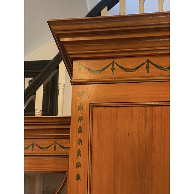 Large Satinwood Breakfront Bookcase with Original Painted Decoration, 1930s For Sale - Image 15 of 16