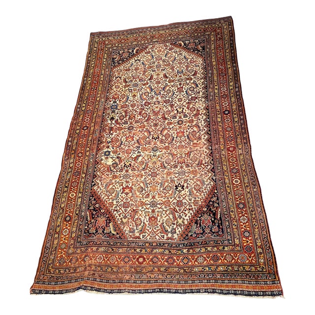 Antique Tribal 19th C Qashqai Rug With All Over Design 8'75" by 4'92" For Sale