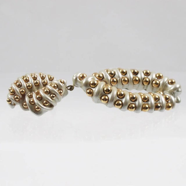Metal Jewellians Pearlized Resin Dangle Clip Earrings For Sale - Image 7 of 9
