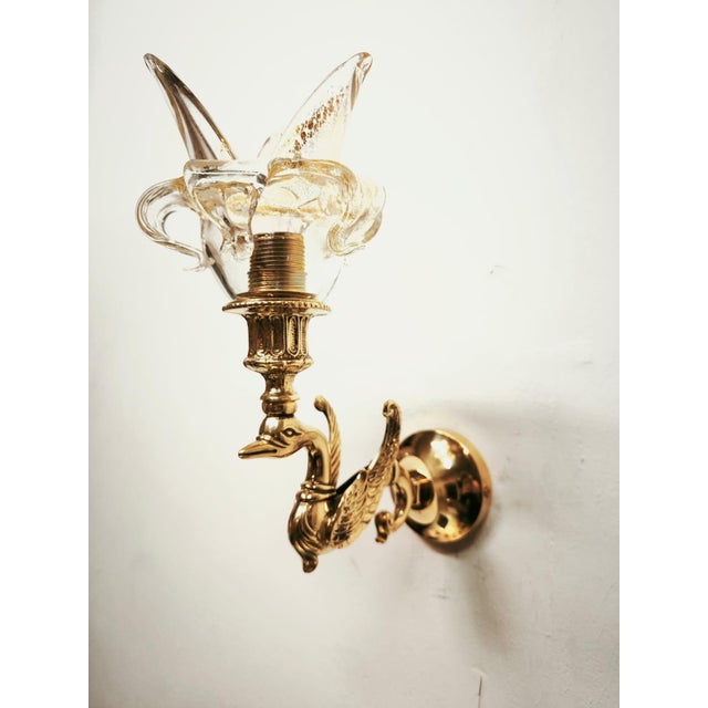 Swan Wall Lamp with Murano Glass, 1970s For Sale - Image 10 of 13