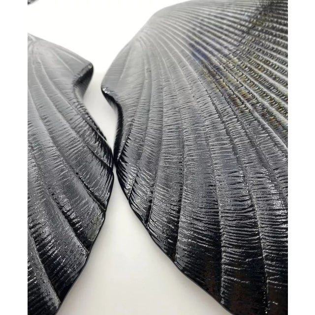 1970s Vintage MCM Arcopal France Black Glass Clam Shell Coquillage Dinner Plates-Set of 4 For Sale - Image 5 of 8