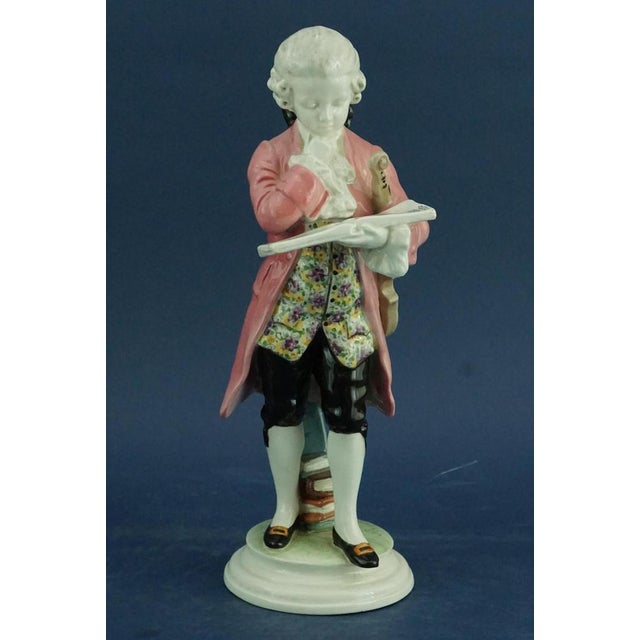 Description of the item: Beautiful polychrome, glazed, and enamelled ceramic sculpture depicting Wolfgang Amadeus Mozart,...