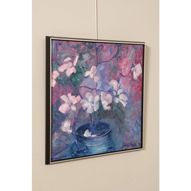 Abstract Expressionism Aldina Nash Original Abstract Oil Painting, Vase of Flowers For Sale - Image 3 of 12