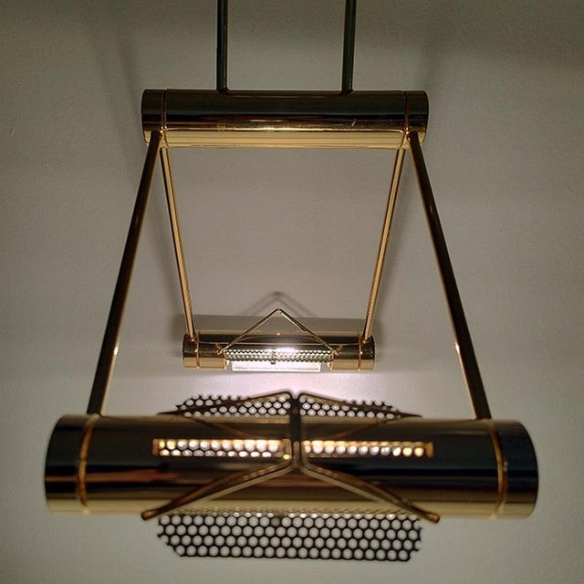 Trapezio Pendant Lamp in Brass by Cattaneo, Italy, 1970s For Sale - Image 9 of 10