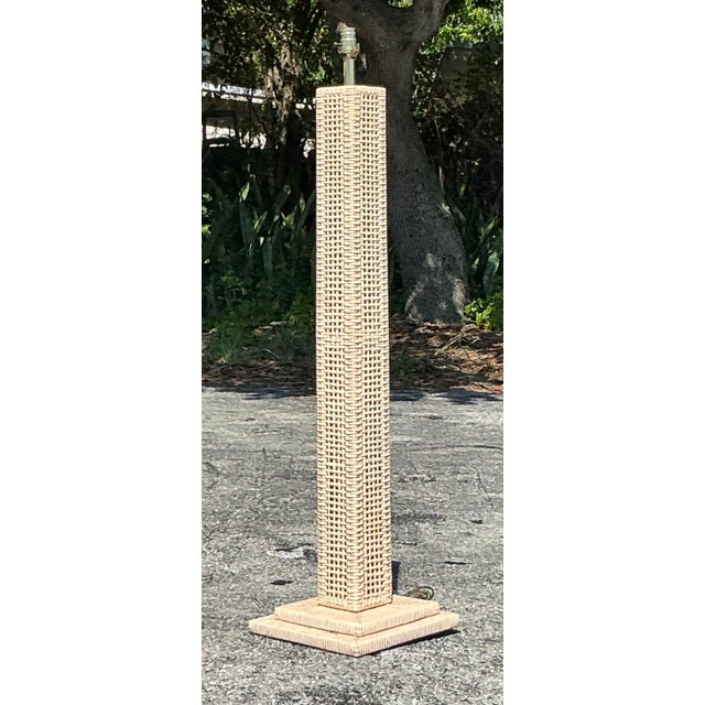 Late 20th Century Vintage Coastal Woven Rattan Floor Lamp For Sale - Image 5 of 6