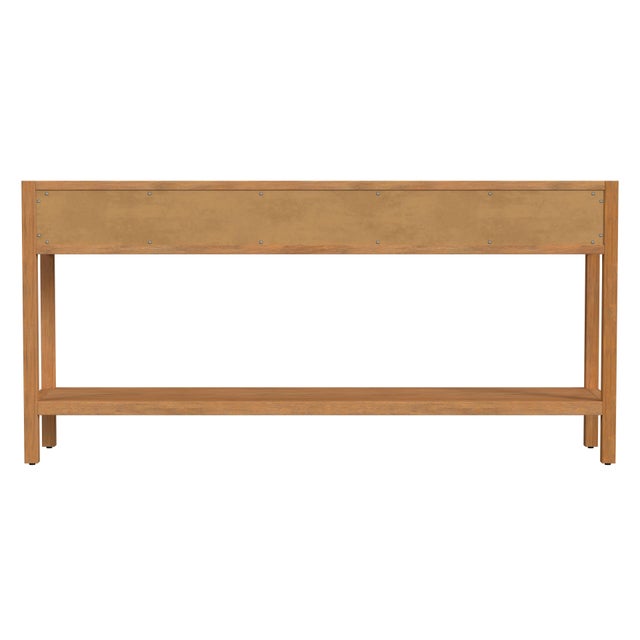 Lark 65 in. W Rectangular Wood 3 Drawer Console Table with Lower Open Shelf, Natural Mango For Sale In Chicago - Image 6 of 8