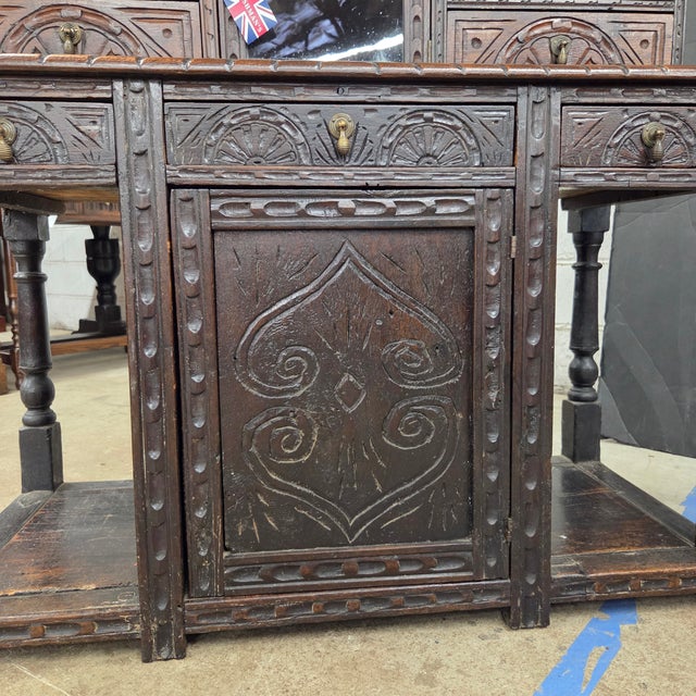 Mid 18th Century Unique Oak Jacobean Revival Carved Display Cabinet For Sale - Image 15 of 18