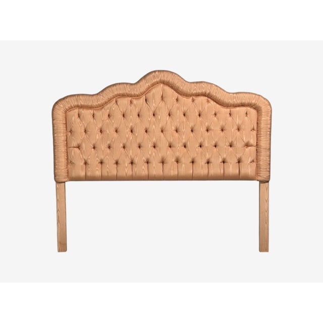 Traditional, Kingsize Tufted Headboard, Scalamandré Rose Pink Silk, USA, 1960s Add timeless sophistication to your bedroom...