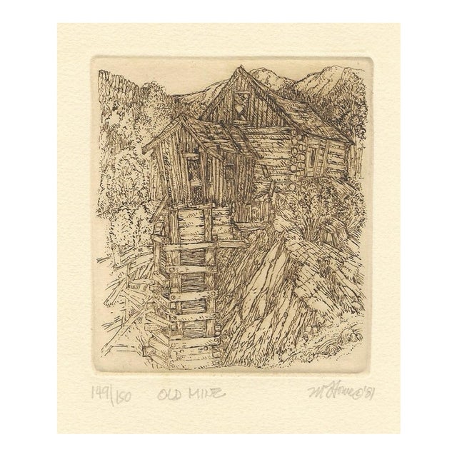 1981 Marsha However Old Mine Etching For Sale