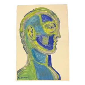 Contemporary Original E.J. Hartmann Abstract Modernist Portrait Painting