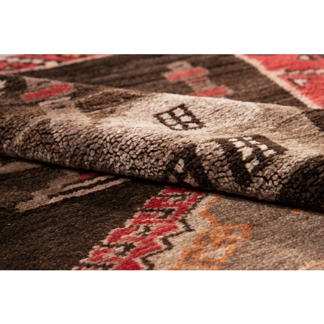 1990s Vintage Pictorial Turkish Brown Wool Rug For Sale - Image 5 of 9