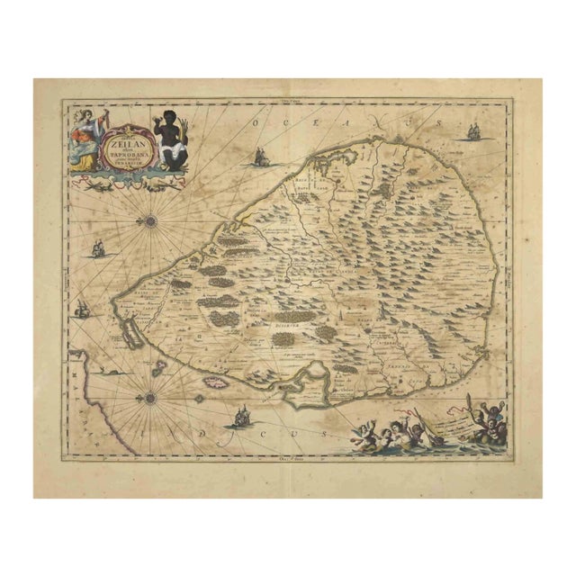 Johannes Janssonius, Map of Zeilan, Etching, 1650s For Sale