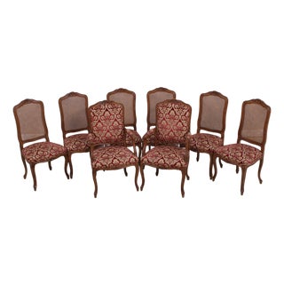 Set of 8 Auffray & Co French Style Cane Back Dining Chairs For Sale