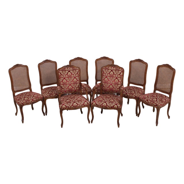 Set of 8 Auffray & Co French Style Cane Back Dining Chairs For Sale