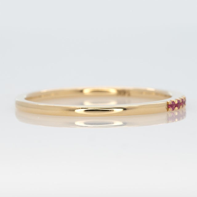 Metal Minimalist Pink Sapphire Band Ring: Solid 14k Gold Jewelry, Size 6.75 For Sale - Image 7 of 8