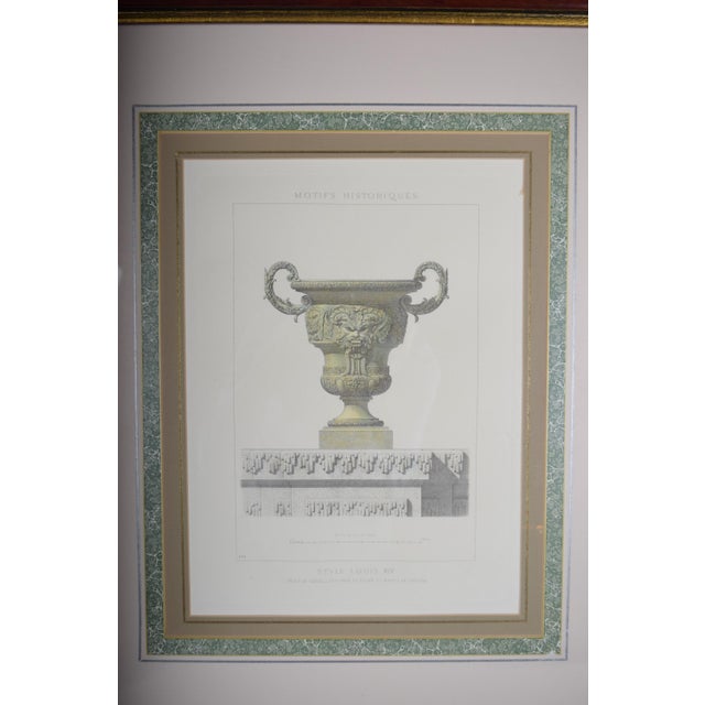 Louis XIV Style Vase, Versailles Neptune Basin, Lithograph, 1960s, Framed For Sale - Image 11 of 14