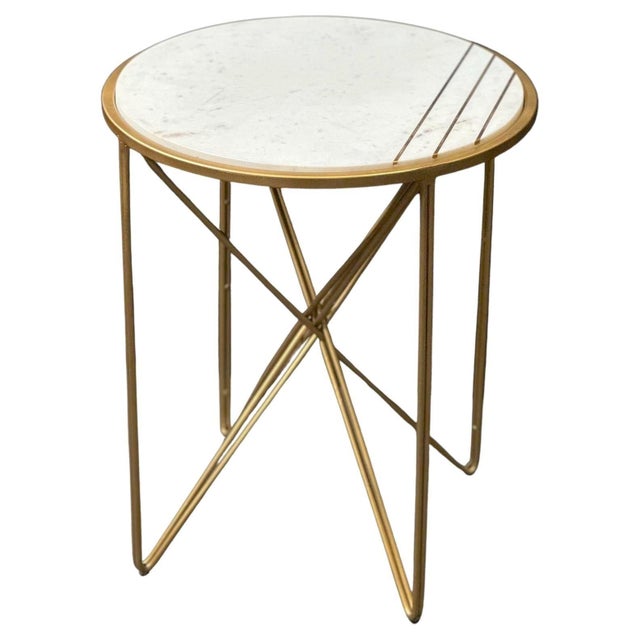 Pair of Brass and Marble Top Side Tables Chairish