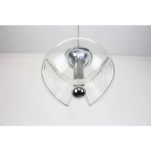 Large German Clear Glass Pendant Light by Koch & Lowy for Peill & Putzler, 1970 For Sale - Image 3 of 7