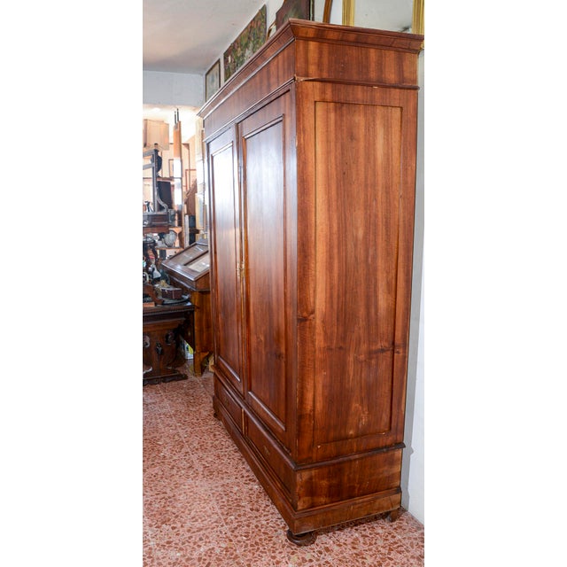 Walnut Wardrobe with 2-Doors and 2-Drawers, Italy, Late 19th Century For Sale - Image 5 of 18