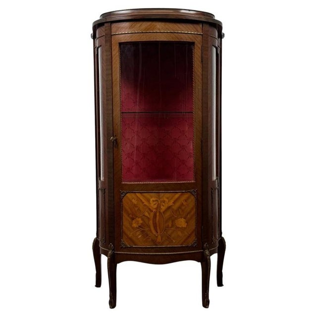 Antique Early 20th Century French Mahogany Display Vitrine Cabinet For Sale - Image 11 of 11