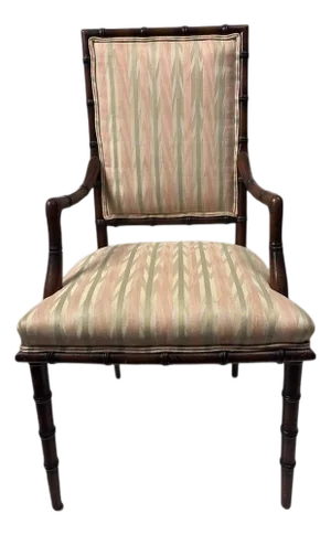 Vintage Chinese Style Chippendale Faux Bamboo High Back Armchair Armchair