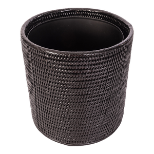 Artifacts Rattan Round Waste Basket with Metal Liner