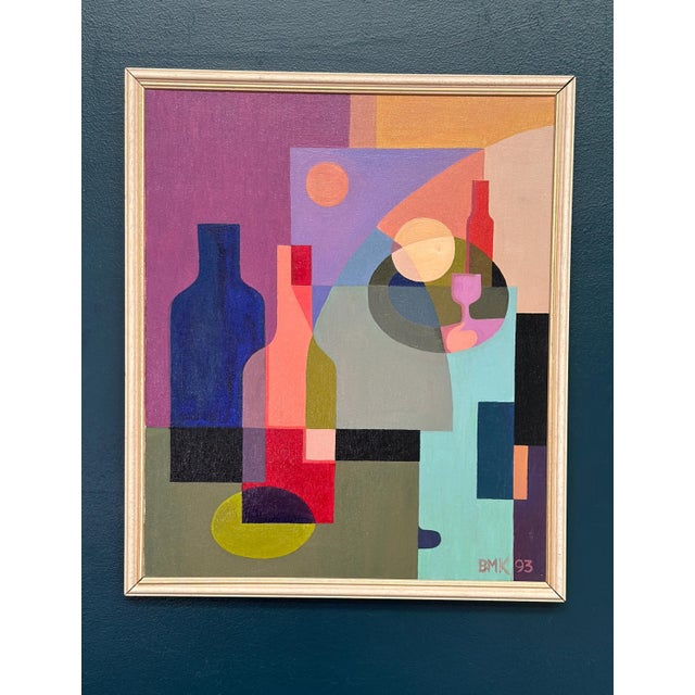 Original vintage swedish oil on canvas – “abstract still life” by bmk (1993) – signed – framed – 60 × 51 cm (23.6" ×...