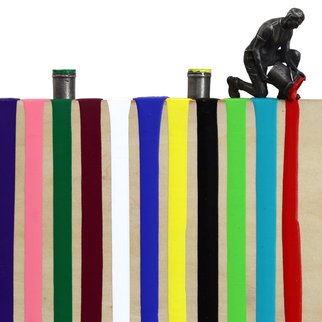 Wood Drip III - Original Contemporary Rainbow Drip Sculptural Mixed Media Wall Art For Sale In Los Angeles - Image 6 of 9