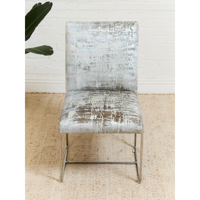 Textile Mid 20th Century Styled After Milo Baughman Dining Chairs in Knoll Fabric Set of Eight For Sale - Image 7 of 11