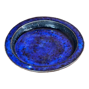 Vintage Studio Art Pottery Cobalt Blue Glaze 11" Shallow Bowl
