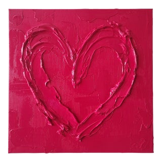 Raspberry Abstract Heart Painting For Sale