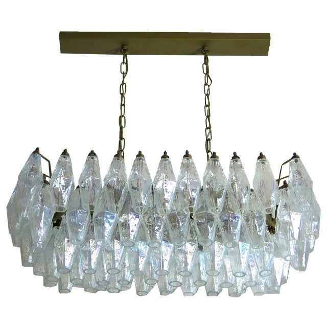 Murano Poliedri Chandelier with Inscent Glasses from Carlo Scarpa, 1990s For Sale