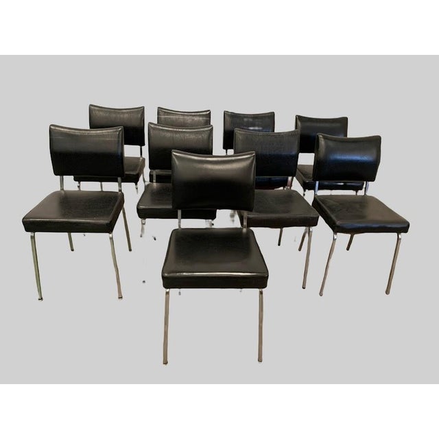 Vintage Chrome and Imitation Leather Chairs, Set of 9 For Sale - Image 3 of 6