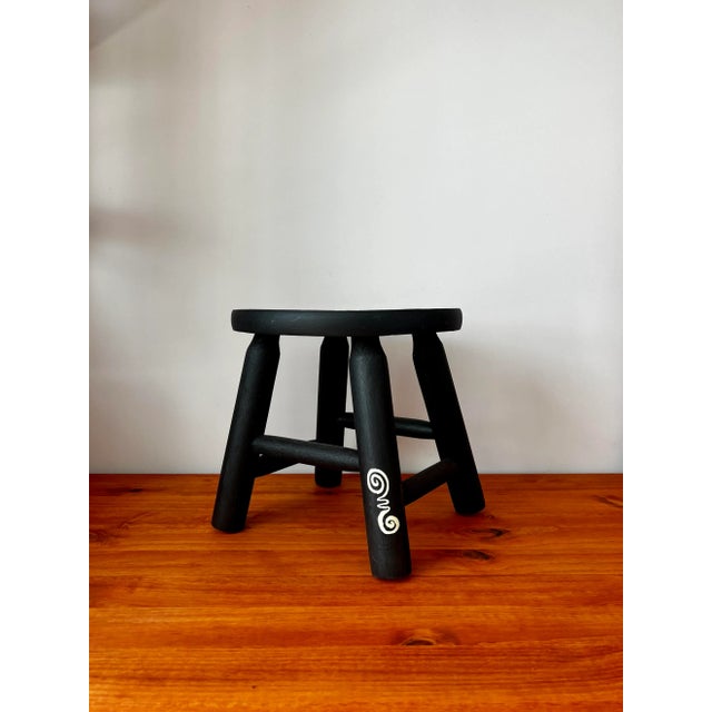 Early 21st Century Brazilian Artisanal Wooden Stool For Sale - Image 4 of 5