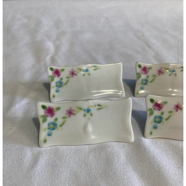 Ceramic Set of 6 Vintage Floral Porcelain Name Placards For Sale - Image 7 of 9