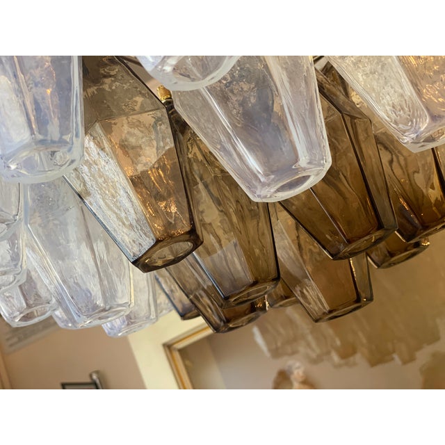 Italian "poliedro" opalino and smoke glass Murano glass. diameter 60 cm = 23.6" height 25 cm =9.84" very rare color...